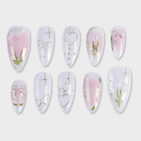 SIYOU Garden Whisper press-on nails front view
