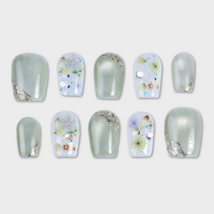 SIYOU Sage Blossom press-on nails front view