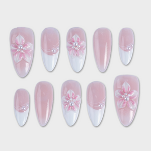 SIYOU Pearl Bloom press-on nails front view
