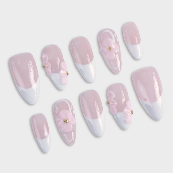 SIYOU Petal Crown press-on nails angle view