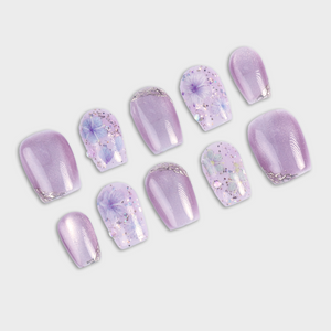 SIYOU Wisteria press-on nails angle view