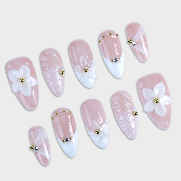 SIYOU Blossom Brunch press-on nails angle view