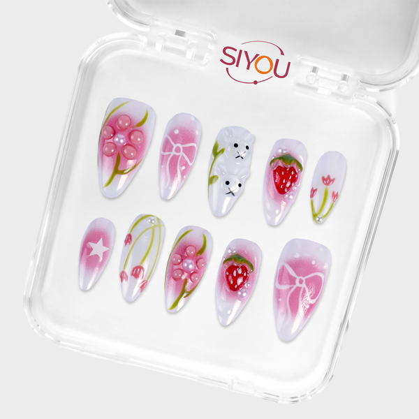 SIYOU Strawberry Dew press-on nails case view