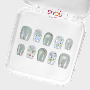 SIYOU Sage Blossom press-on nails case view