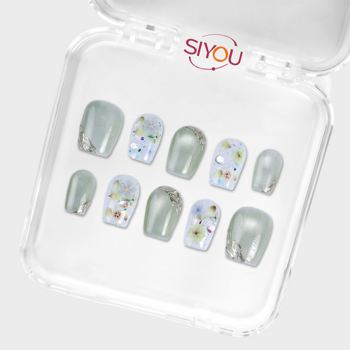 SIYOU Sage Blossom press-on nails case view