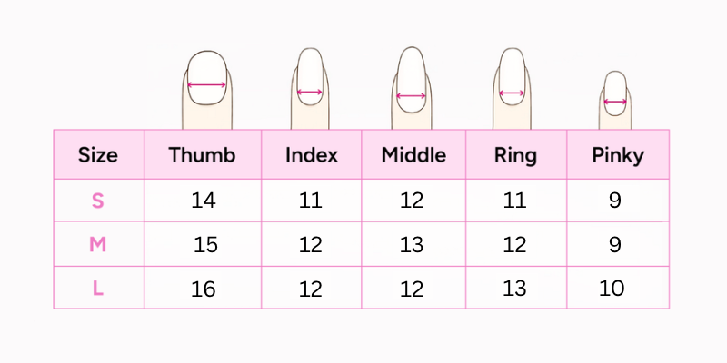 Long Almond size chart