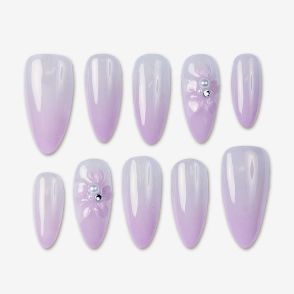 SIYOU Petal Veil press-on nails front view