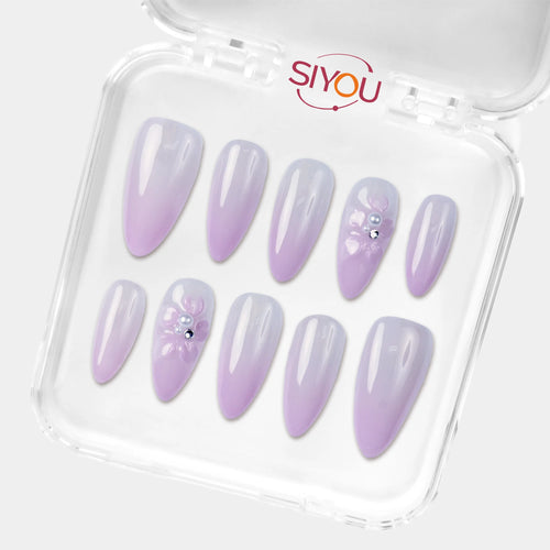SIYOU Petal Veil press-on nails angle view