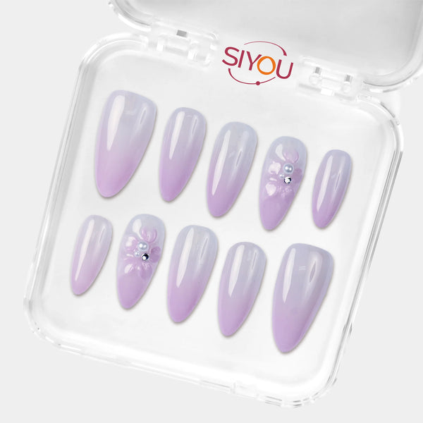 SIYOU Petal Veil press-on nails angle view