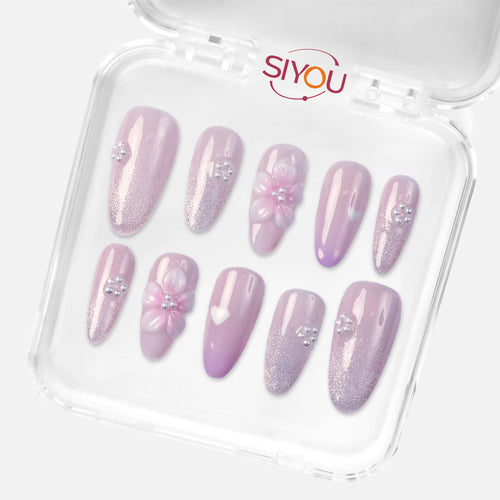 SIYOU First Blush press-on nails angle view