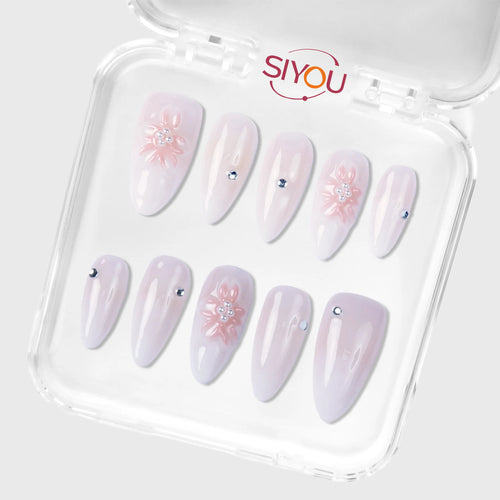 SIYOU Silk Dahlia press-on nails front view