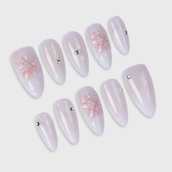 SIYOU Silk Dahlia press-on nails angle view