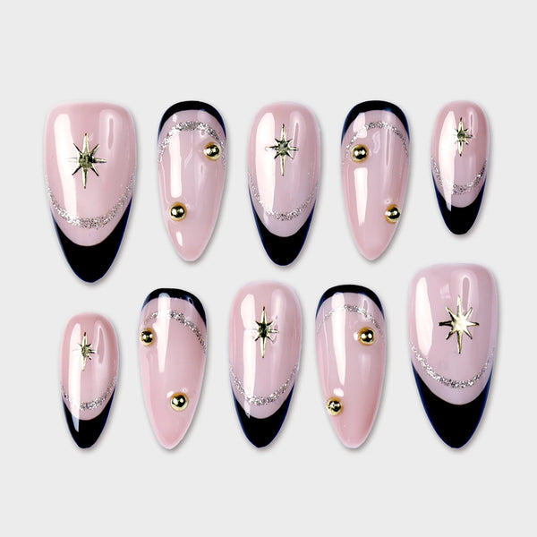 SIYOU Midnight Star press-on nails front view