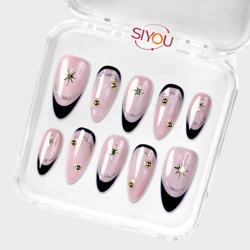 SIYOU Midnight Star press-on nails angle view