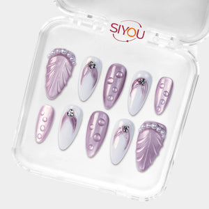 SIYOU Mauve Atelier press-on nails angle view