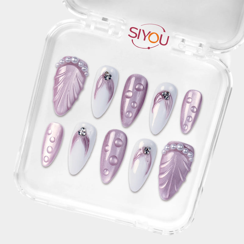 SIYOU Mauve Atelier press-on nails angle view