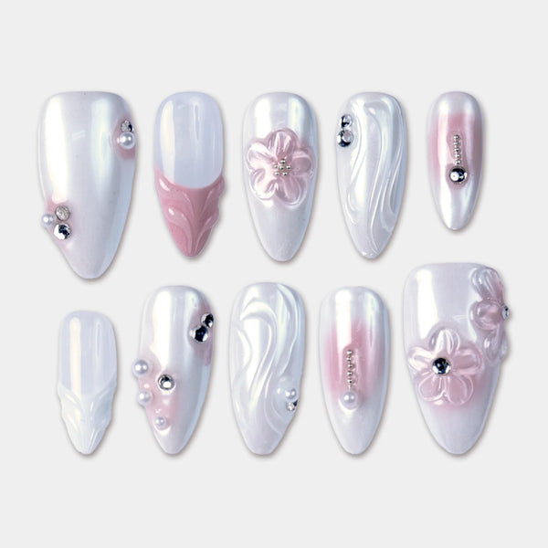 SIYOU Moonstone press-on nails front view