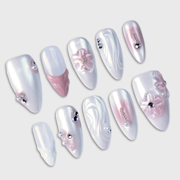 SIYOU Moonstone press-on nails detail view