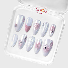 SIYOU Moonstone press-on nails angle view