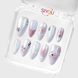 SIYOU Moonstone press-on nails angle view