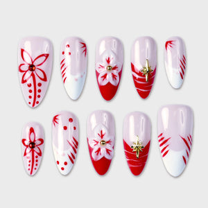 SIYOU Crimson Ink press-on nails front view
