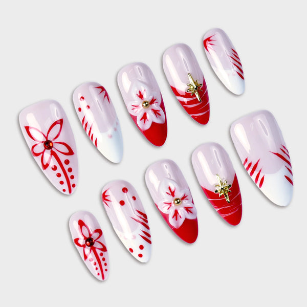 SIYOU Crimson Ink press-on nails detail view