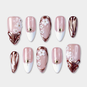 SIYOU Gilded Bloom press-on nails front view