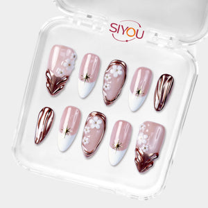 SIYOU Gilded Bloom press-on nails angle view