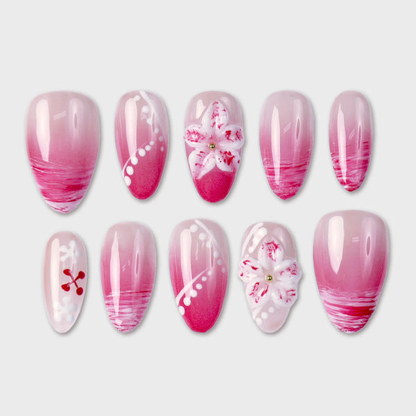 SIYOU Flamingo Rush press-on nails front view