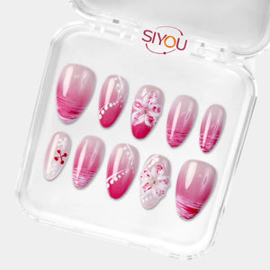 SIYOU Flamingo Rush press-on nails angle view