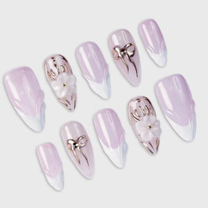 SIYOU Golden Branch press-on nails detail view