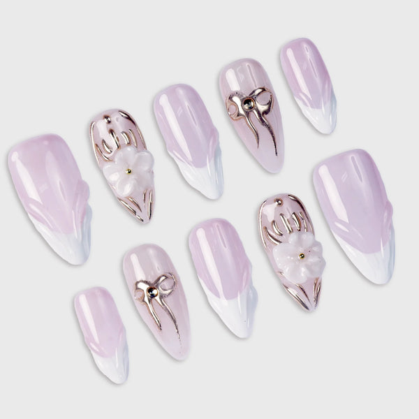 SIYOU Golden Branch press-on nails detail view