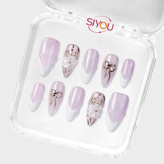 SIYOU Golden Branch press-on nails angle view