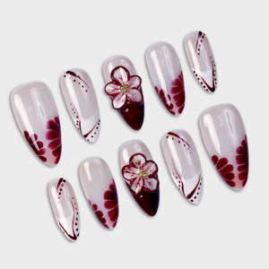 SIYOU Velvet Rose press-on nails detail view