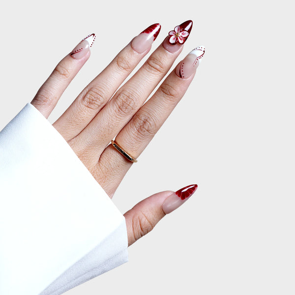SIYOU Velvet Rose press-on nails close-up