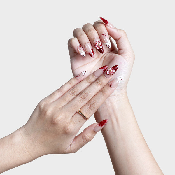 SIYOU Velvet Rose press-on nails styled view