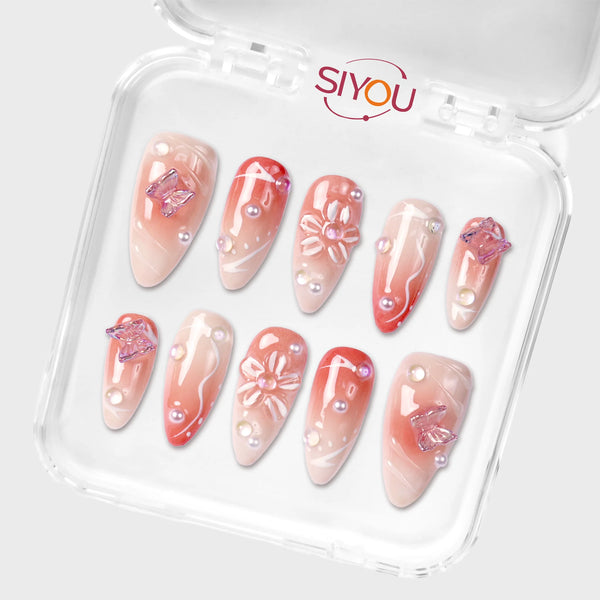 SIYOU Soft Aurora press-on nails angle view