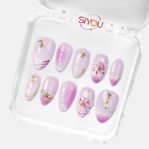 SIYOU Orchid Haze press-on nails angle view