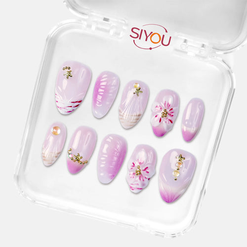 SIYOU Orchid Haze press-on nails angle view