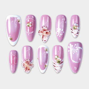 SIYOU Violet Confetti press-on nails front view