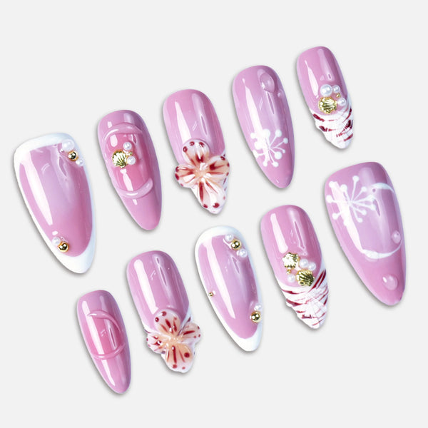 SIYOU Violet Confetti press-on nails detail view