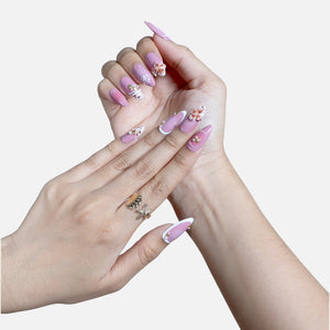 SIYOU Violet Confetti press-on nails styled view