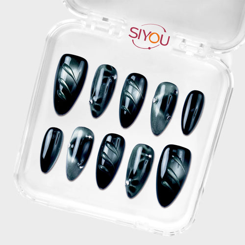 SIYOU Dark Matter press-on nails angle view