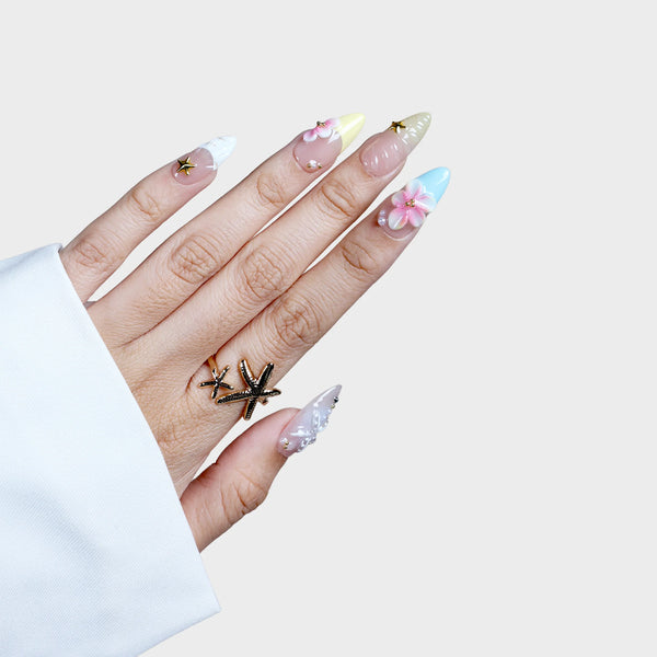 SIYOU Starlight Meadow press-on nails close-up