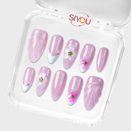 SIYOU Bridal Hush press-on nails angle view