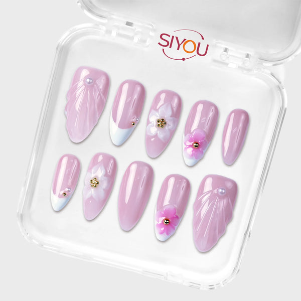 SIYOU Bridal Hush press-on nails angle view