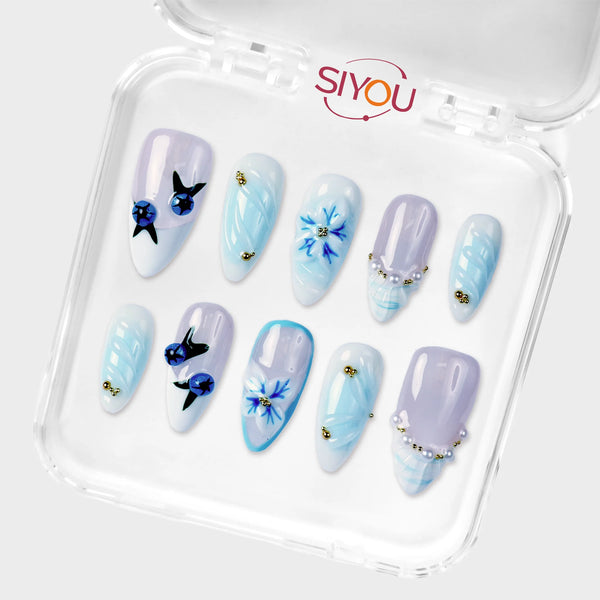 SIYOU Ink & Frost press-on nails angle view