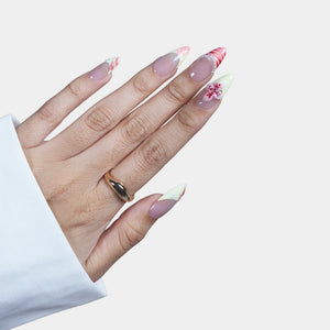 SIYOU Cherry Lace press-on nails close-up