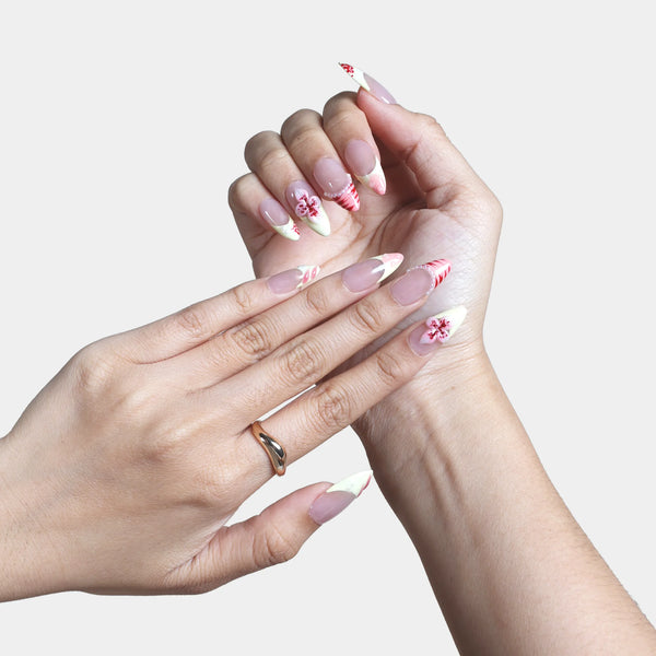 SIYOU Cherry Lace press-on nails styled view