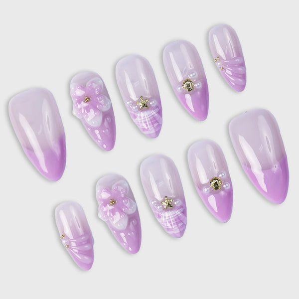 SIYOU Pearl Tide press-on nails detail view